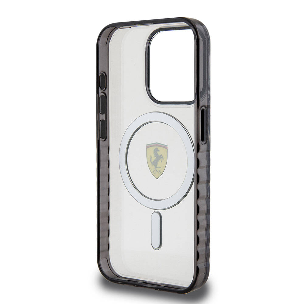 Ferrari iPhone 15 Pro Orjinal Lisanslı M-safe Şarj Özellikli Tırtıklı Kenar Tasarımlı Ortalanmış Logo Kılıf Ferrari iPhone 15 Pro Orjinal Lisanslı M-safe Şarj Özellikli Tırtıklı Kenar Tasarımlı Ortalanmış Logo Kılıf
